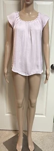 Blusa Top Lauren Conrad Para Mujer Rosa Volantes Cuello Sin Mangas Corbata en la Espalda Talla: S - Imagen 1 de 9