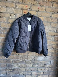 New M&S Kids Black Quilted Shower Resistant Bomber Jacket Size 15-16 Years - Picture 1 of 11