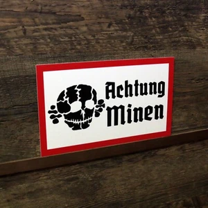 Schild Achtung Minen WW2 25 x 15 cm Deko Sammler Werkstatt  WK2 Wehrmacht - Bild 1 von 2