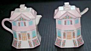 Lenox Fine Porcelain The Lenox Village Konfekt Zuckerdose, Löffel & Milchkännchen - Bild 1 von 17