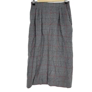 Vintage K Benson grau Hahnentritt lang Wolle Bleistiftrock Größe 6 Academia Twee - Bild 1 von 3