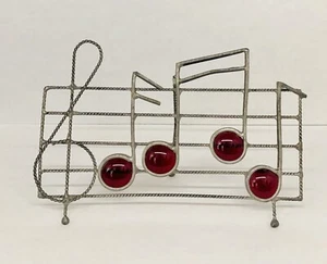 Vintage Cranberry rot Buntglas Musiknote Sonnenfänger Schreibtisch Kunst Dekor - Bild 1 von 13