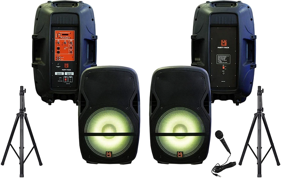 Mr Dj PARTY PACK Pair 15" 4000W Powered Passive PA DJ Speakers Active Speaker - Imagem 1 de 1