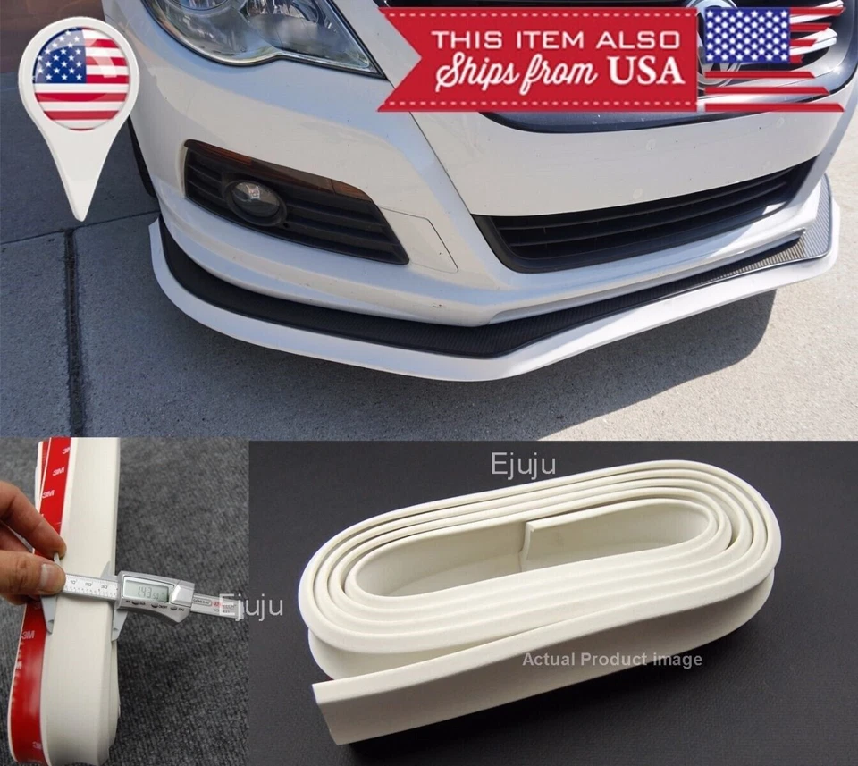 Alerón de barbilla divisor de labio parachoques blanco EZ Fit de 1,3" de ancho para Mazda Subaru Foto 1 de 1