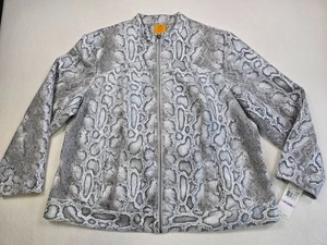 NWT Ruby Rd. Womens Snakeskin Print Zip-Up Jacket 22W Gray & Black - Picture 1 of 4