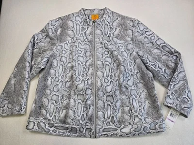 NWT Ruby Rd. Womens Snakeskin Print Zip-Up Jacket 22W Gray & Black - Image 1 of 4