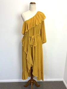 Divine Avenue Womens Dress Size 16 XL Mustard One Shoulder Hi Low Formal Wedding - Picture 1 of 14