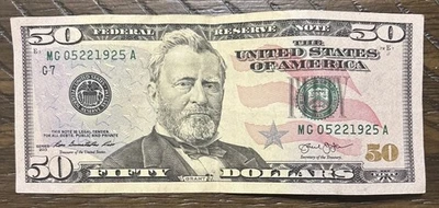 2013 $50 Dollar Bill Fancy Serial Number 05221925 Birthday Note Rare Collectible - Image 1 of 4