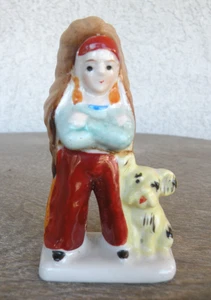 Vintage Occupied Japan Figurine ~ Native American Chief with Dog - Picture 1 of 3