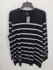 Suéter Torrid Mujer Plus 3X Negro Plateado Rayas Cuello Redondo Náutico Elegante - Imagen 1 de 12