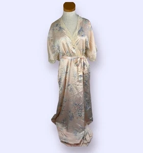 Vintage Christian Dior Womens Multicolor Floral Kimono Belted Robe One Size - Picture 1 of 10