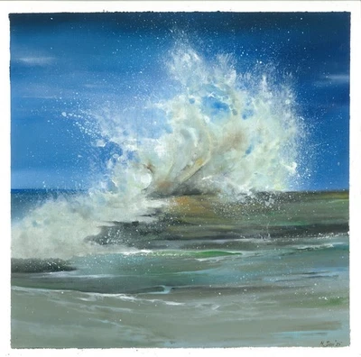 original Gemälde 30 x 30 cm 107DMr Kunstwerk Ölfarben Realismus Meerlandschaft Marina - Bild 1 von 3