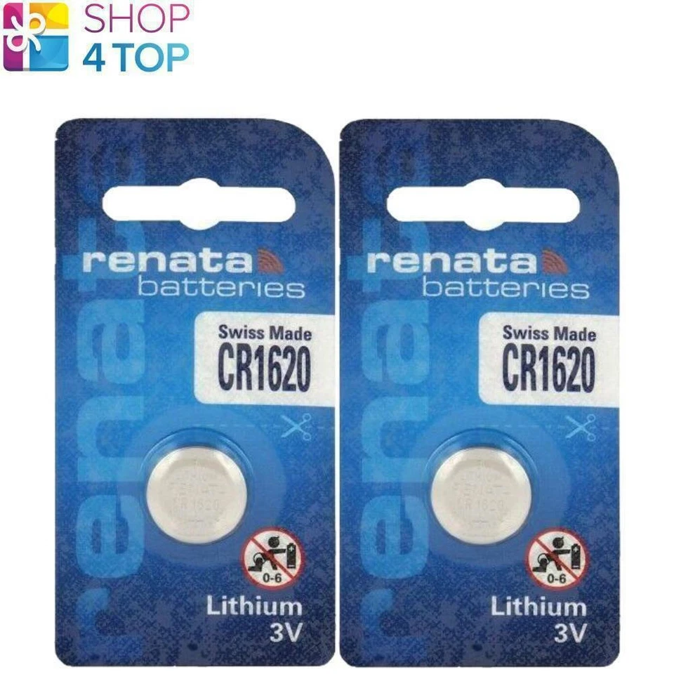 2 Renata CR1620 Lithium Batteries 3V Cell Coin Button Swiss Made Exp 2030 New - Image 1 of 1