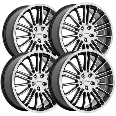 (Set of 4) Petrol PE001 P1D 18x8 5x115 +40mm Black/Machined Wheels Rims 18" Inch - Image 1 of 4