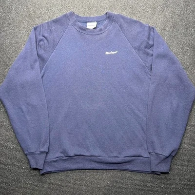 Sudadera en Blanco Macgregor Azul Marino Vintage Años 90 Hecha en EE. UU. Cuello Redondo Hombre’s Grande Foto 1 de 4