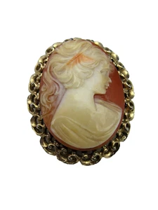 DAMEN KAMEE BROSCHE - NETZFÖRMIGE GOLDFARBENE FASSUNG - SEHR SCHÖN! - Bild 1 von 7