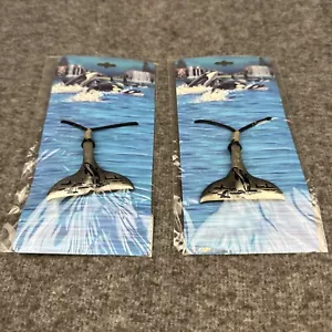 Sea World Orca Walschwanz Metall Gravur Halskette 2er Set NEU - Bild 1 von 5