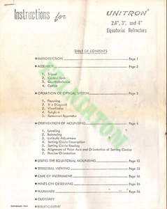 Fotokopierte Unitron Anleitung für Äquatorialrefraktoren (20 Seiten) - Bild 1 von 1