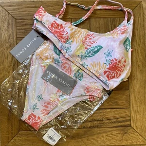 BNWT womens oliver bonas tropical pink bikini Top UK 12 Briefs UK 10 RRP £45 - Picture 1 of 6