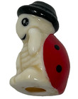 Vintage Miniature Bone China Ladybug Black Hat Figurine Collector Decorative