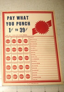 Old Punch Card Trade Stimulator PAY WHAT YOU PUNCH (20 Punches) NOS - Picture 1 of 1