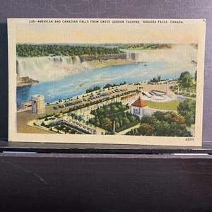 American Canadian Niagara Falls from Oaks Garden Theatre Linen Postcard UNP - Picture 1 of 2