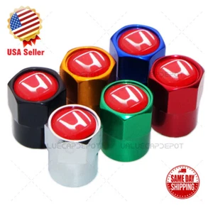 Universal Hex Red H Logo Car SUV Wheels Tire Air Valve Cap Stem Dust Cover Sport - Picture 1 of 11