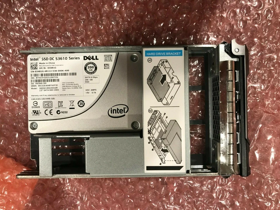3481G Dell Intel S3610 200GB SSD SATA 6GB/s 3.5" SSD SSDSC2BX200G4R 03481G R720 - Image 1 of 1