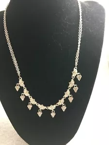 White Rhinestone Heart Silver Tone Chain 16 18" Necklace Napier Jewelry SIGNED - Picture 1 of 3