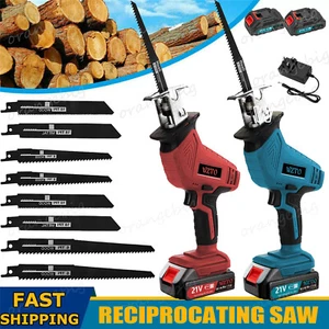 21V Cordless Reciprocating Saw 2 Battery & Charger Recip Sabre Saw Kit Red Blue - Picture 1 of 12