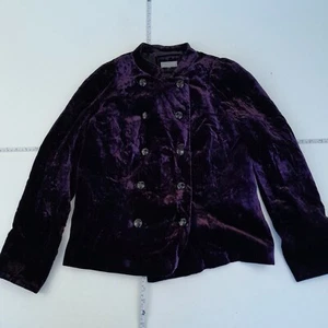 PER UNA Jacket 14 Purple Velvet Smart Blazer Womens Button M&S - Picture 1 of 10