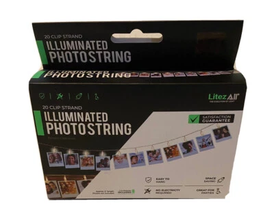 LitezAll Illuminated Photostring 20ct LED Lighted Photo Clips ~New - Image 1 of 4