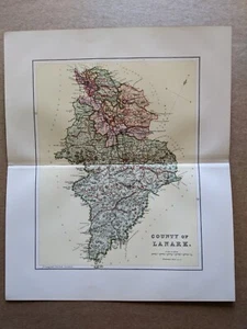 Antike Landkarte Lanark Schottland Glasgow Lanarkshire Motherwell um 1895 - Bild 1 von 3