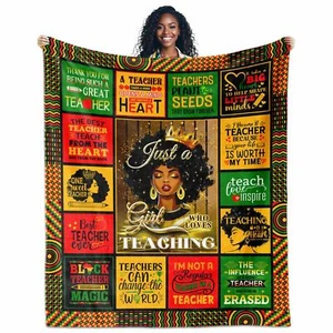 Black Teacher Gifts for Women Black Educated Teachers Throw Blanket 60"x50" T... - Picture 1 of 9