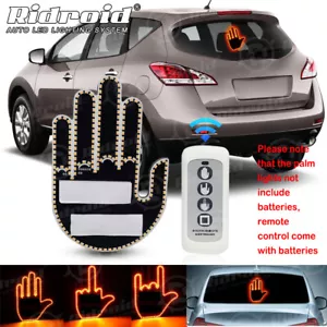 Funny Middle Finger Car Light Amber LED Hand Light with Remote Control Xmas Gift - Picture 1 of 21