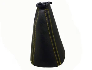 SEAT ALHAMBRA (1995-2000) Cuffia Leva Cambio 100% Vera Pelle - Cuciture Giallo - Picture 1 of 1