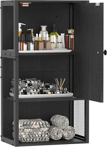 Small Bathroom Wall Cabinet, Bathroom Storage Cabinet Wall Mounted, Black Modern - Picture 1 of 8