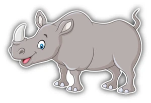 Rhino Cartoon Car Bumper Sticker Decal - Picture 1 of 1