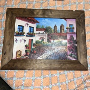 Vintage Indigenous Folk Art Vibrant Oil Painting On Board - Picture 1 of 6