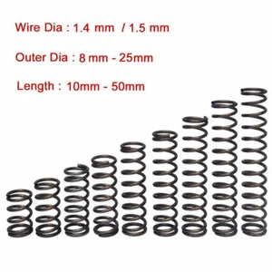 10Pcs Wire Dia 1.4/1.5mm Compression Spring Small Springs Steel OD 8-25mm - Picture 1 of 4