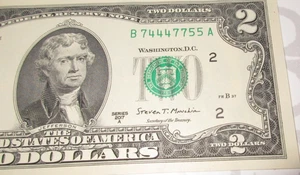 NEW-TRINARY- 2017A $2 Bill-B74447755A-small radar 74447-ships free - Picture 1 of 3