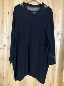 Sympli Womens Black Tunic Size 14 Long Line Mesh Slinky Jersey knit Edgy *Read - Bild 1 von 11