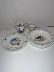 Peter Rabbit Dishes Wedgewood Etruria & Barlaston set of 4 Nursery England Bowl - Picture 1 of 24