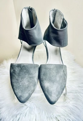 Eileen Fisher Allot d’Orsay Punta Plana Talla Gris Ceniza Gamuza Preppy Talla 10 Foto 1 de 4