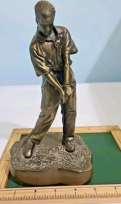 Vintage Bronze Finish Statue Golfer Golf Shot Sculpture 9" Tall, 4.8lbs. - Image 1 of 4