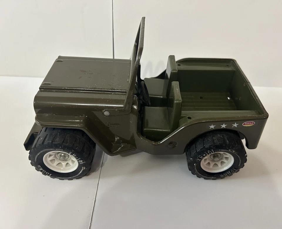 Vintage 1970’s Tonka Military Jeep Army Green Pressed Steel Good Condition - Image 1 of 4