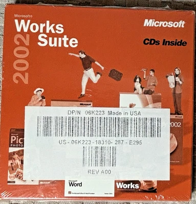 Microsoft Works Suite 2002 Software DELLcd with Product Key ~ Brand New Sealed - Image 1 of 2