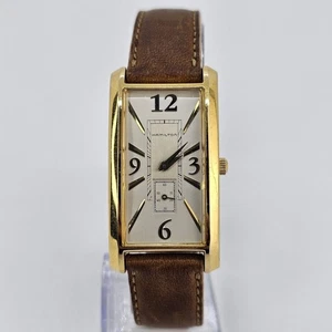 Reloj para mujer Hamilton de colección 22 mm esfera gris correas de cuero marrón batería nueva - Imagen 1 de 16