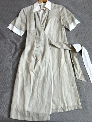Платье Max Mara Wrap Up Dress M UK10 38EU MaxMara Pure Linen бежевое натуральное - Изображение 1 из 4