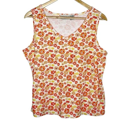 VTG 90s Basic Editions Tank Top Womens XL All Over Flower Print Casual Y2K - Image 1 of 4